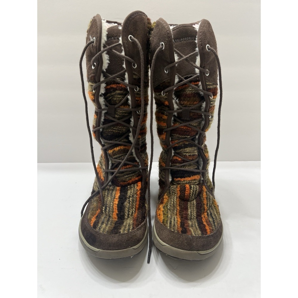 Merrell Women's Pechora Sky Boots Expressive Orange Faux Fur Lining Lace-Up 9 - Picture 8 of 13
